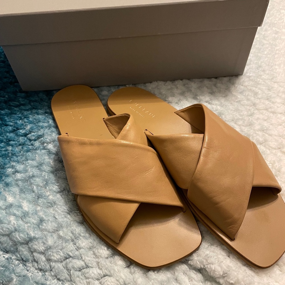 Everlane tan crossover sandals sz 9